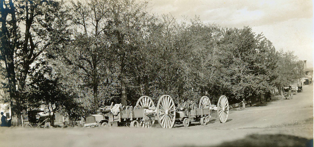 One of the nice features using this forum, instead of traditional print, some photographs will not print well. The above is a perfect example, yet it is an interesting photograph. This is at 501 Main Street, now Uptown Cinemas. This caravan of equipment is headed to Westwood while the first sawmill was under construction. Courtesy of Marcella Mathews Searles.