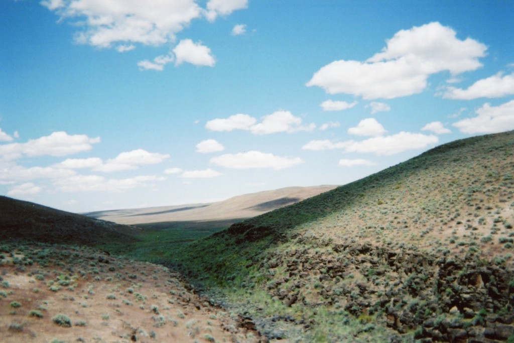 Looking north from the abandoned dam site, 2003.