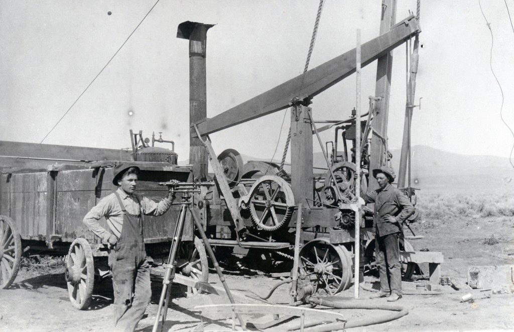 Caudle Brothers well drilling outfit, eastern Honey Lake Valley, 1910.