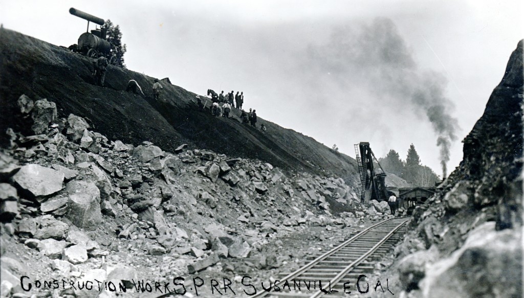 Construction of Miller's cut near Susanville 1913. B.R. Zimmerman collection