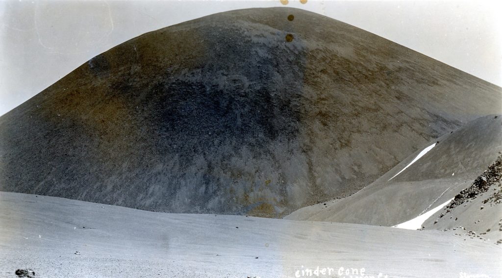 Cinder Cone, 1911. Mather considered unworthy to be part of a national park, though he had never seen the feature. Photo courtesy of B.R. Zimmerman collection.