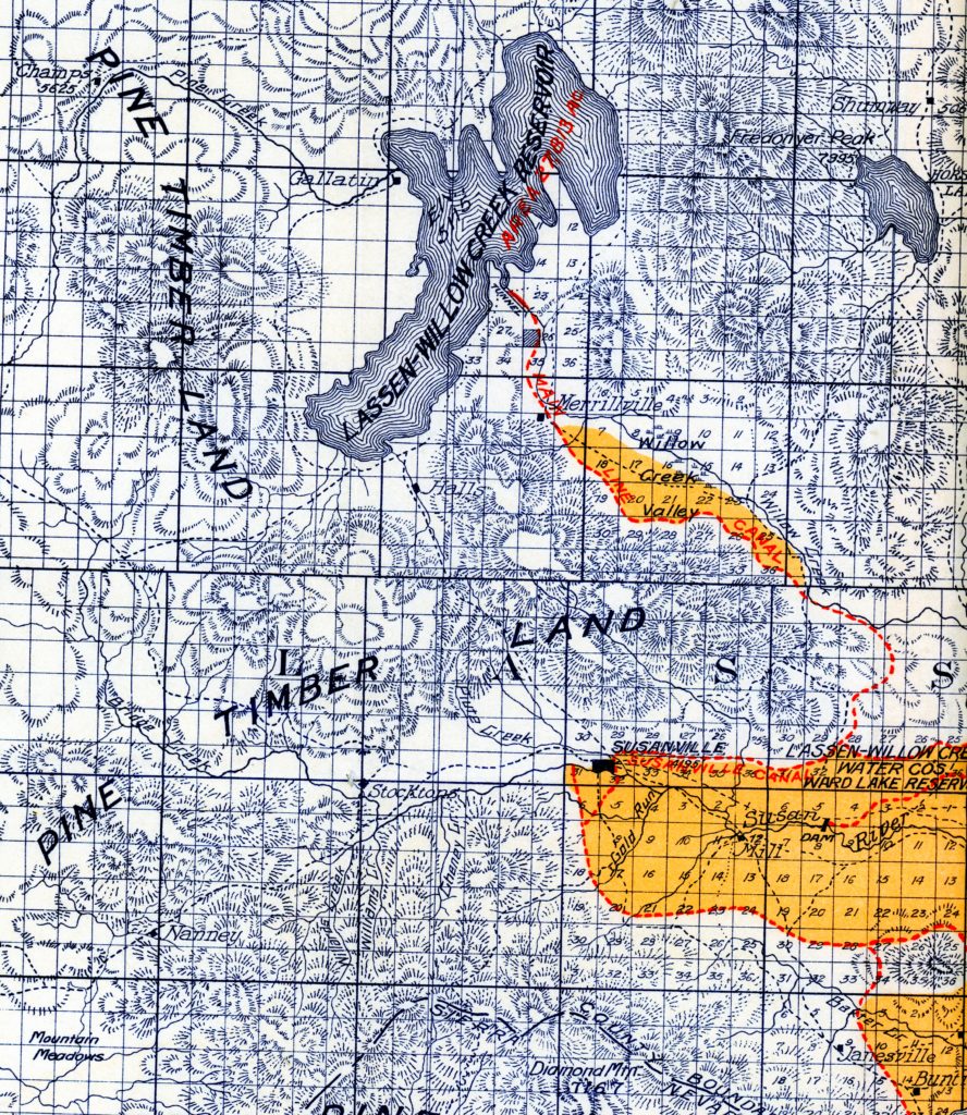 Partial map of Lassen-Willow Water Company's proposed project. Courtesy of Betty Barry Deal